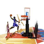 Original New 3D Stereoscopic Greeting Cards Handmade Paper Carving - Basketball