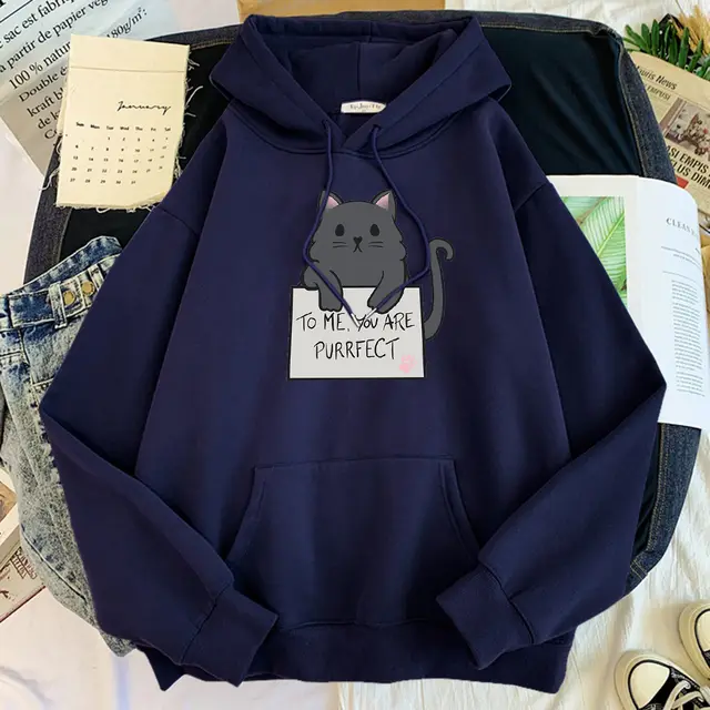 Girls Blank Solid Color Hoodie Sweater Navy Blue - Shop at LoveMi