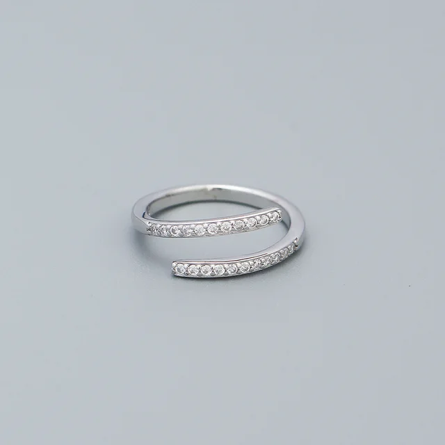 Inlaid Zircon Geometric Ring White Gold Color - Shop at LoveMi