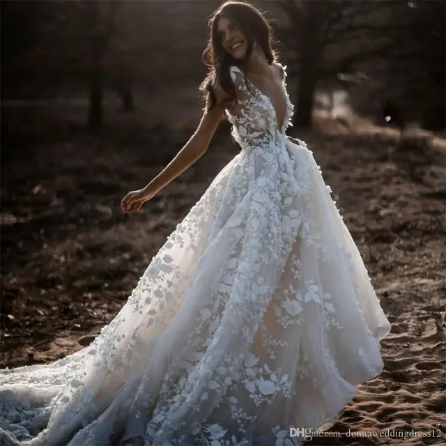 Women's White Lace Wedding Dress Beige - Shop at LoveMi