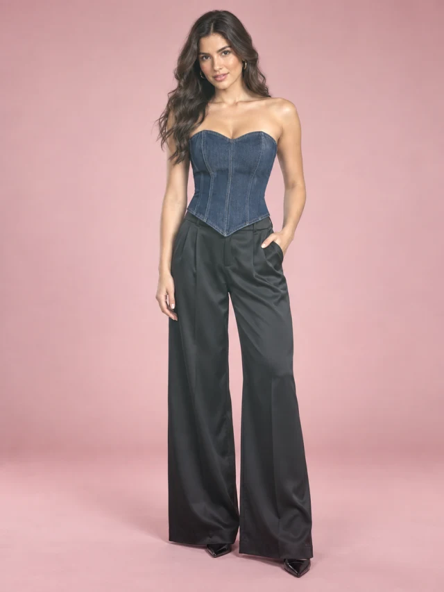 Y2K Denim Tube Vest Top With Back tied Design INS Fashion Crop Corset Tank For Women Clothing Blue - Shop at LoveMi