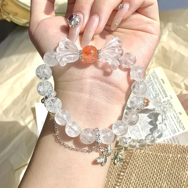 Natural Crystal DIY Crystal Original Design Small Butterfly Fairy Bracelet A230 - Shop at LoveMi