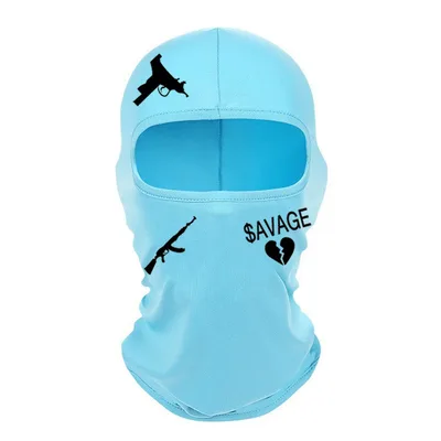 Outdoor Cycling Windproof Sun proof And Breathable Neck Protection Heat Transfer Patch Printed Ice Silk Headgear Light Blue Black Label - Shop at LoveMi