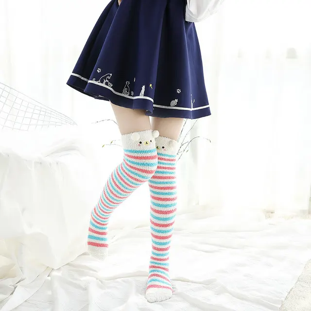 Christmas Long Socks Winter Women Striped Stockings New Army Green - Shop at LoveMi