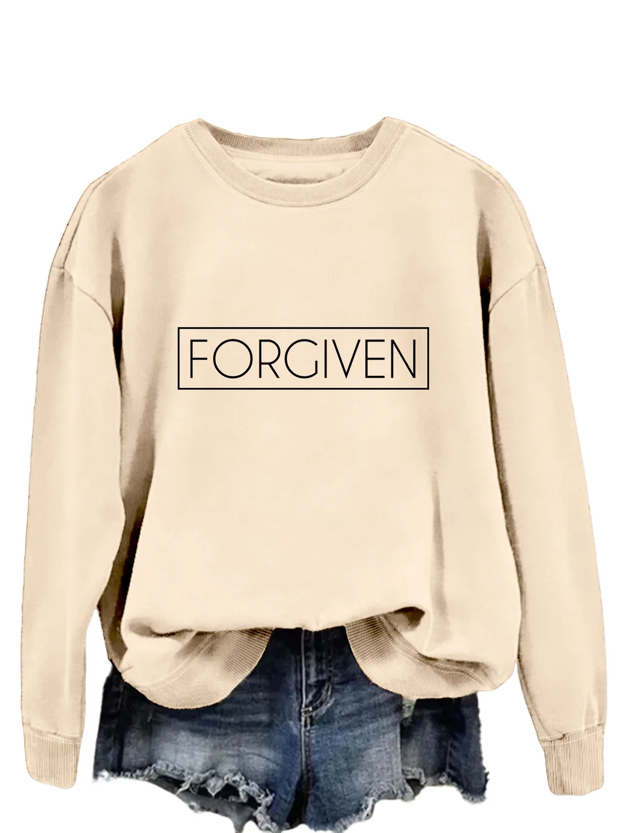 Trendy Tops Loose Long Sleeve Sweatershirt - Sand Color