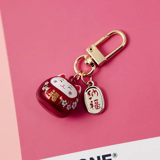 Cute Sakura shaped Hollow Bell Ceramic Cat Blessing Blessing Handbag Pendant Red A279 - Shop at LoveMi