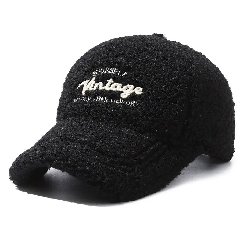 Thickened Warm Peaked Street Versatile Winter Baseball Cap Black - Shop at LoveMi