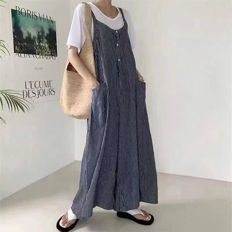 Women's Fashion Casual Jumpsuit Trousers - Blue