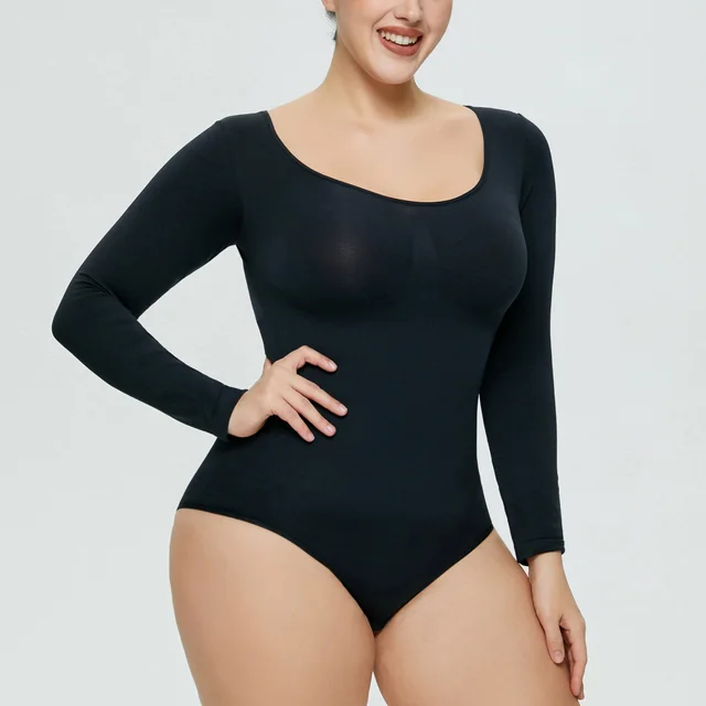 Women's One piece Bottoming Shirt Long sleeved Corset Body Shaper Seamless Jumpsuit Home Fitness Yoga Clothes Black - Shop at LoveMi
