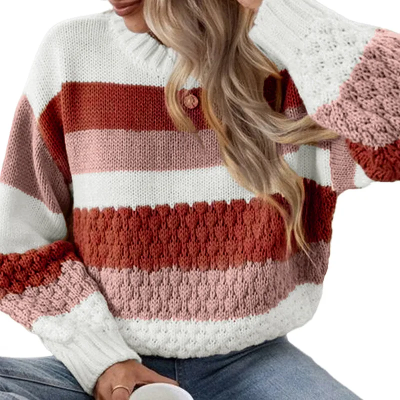 Striped Texture Pullover Women's Autumn P319 M - Shop at LoveMi
