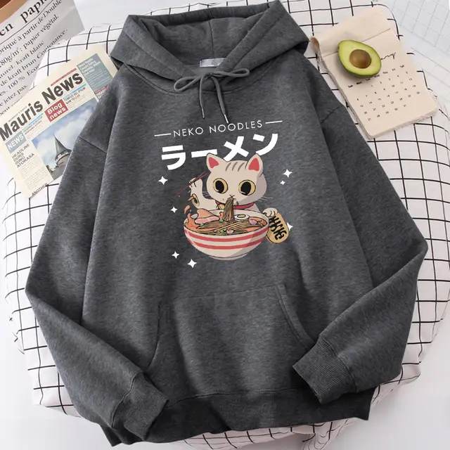 Fashion Cat Print Women's Pullover Dark Gray - Shop at LoveMi
