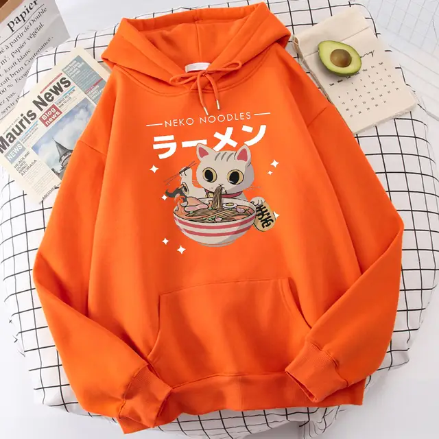 Fashion Cat Print Women's Pullover Orange - Shop at LoveMi