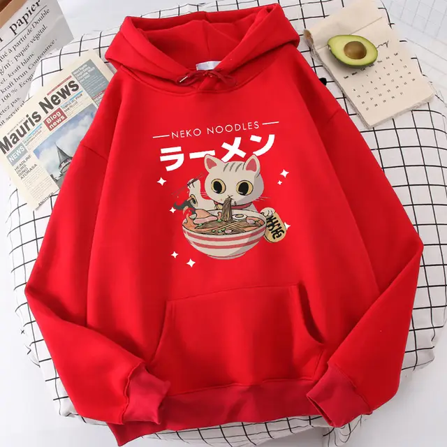 Fashion Cat Print Women's Pullover Red - Shop at LoveMi