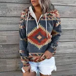 Female Ethnic Tribal Hoodie Coat - Smoky Gray