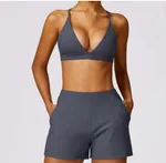 Bra And Shorts Blue Gray