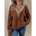 Spring And Autumn V-neck Sweater New Loose Casual - Brown