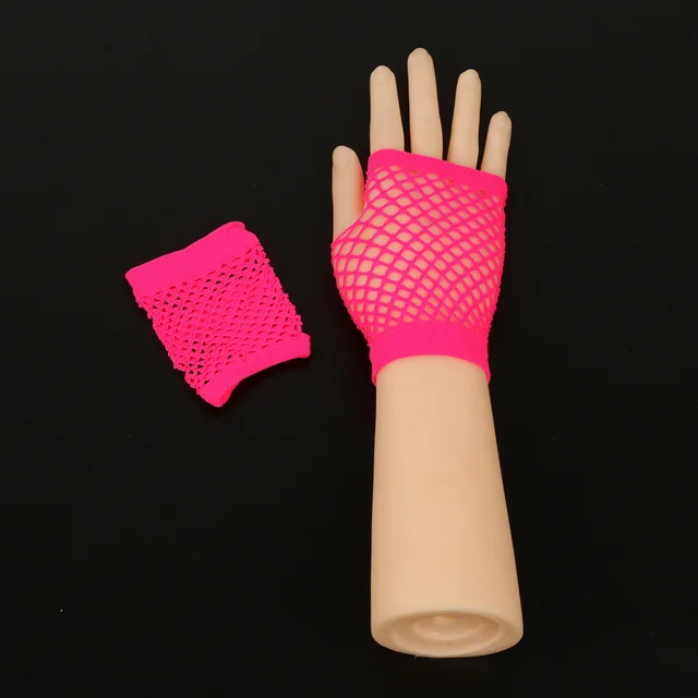 Retro Short Fishnet Mesh Gloves Rose Red - Shop at LoveMi