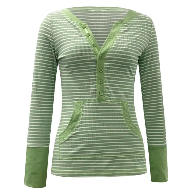 European And American Autumn Winter Retro Striped Long Sleeve Green Stripes - Shop at LoveMi