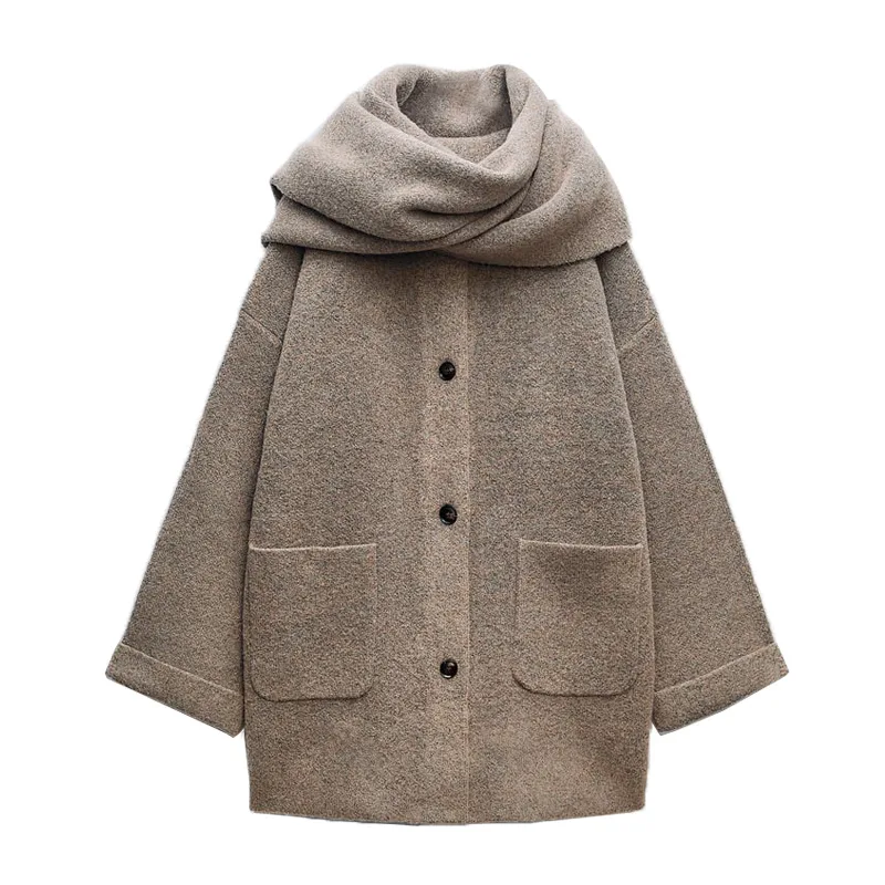 New Women's Autumn Warm Scarf Short Knitted Overcoat Jacket Striped Mink S - Shop at LoveMi