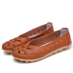 Women's Middle-aged And Elderly Hollow Hole Flat Gommino Round Head Soft Bottom - Orange