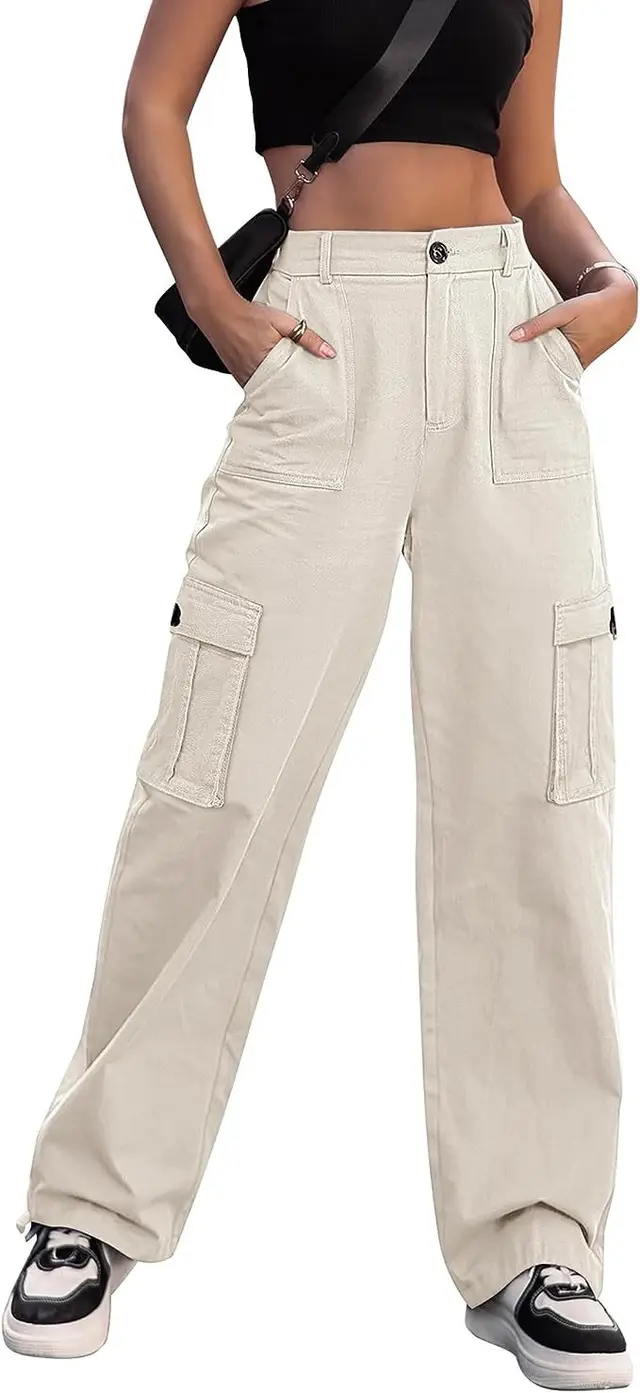 Women's Button High Waist Wide Overalls Apricot - Shop at LoveMi