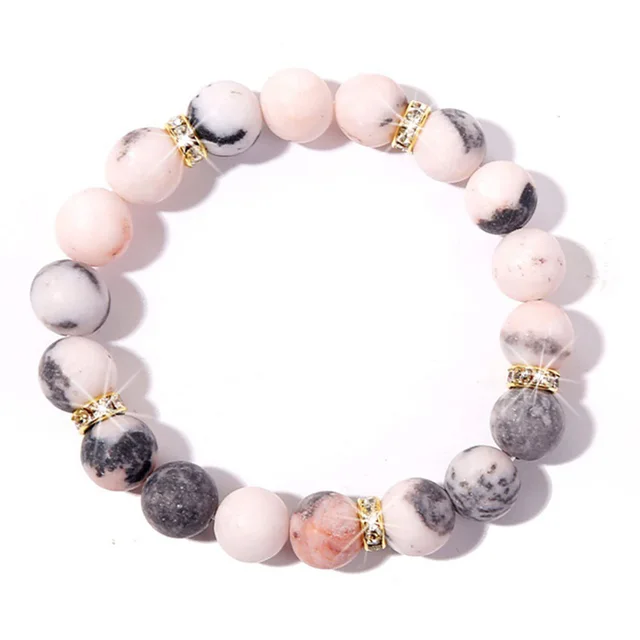 Eight Planets Bracelet Natural Stone 10Mm Light Flour Zebra - Shop at LoveMi