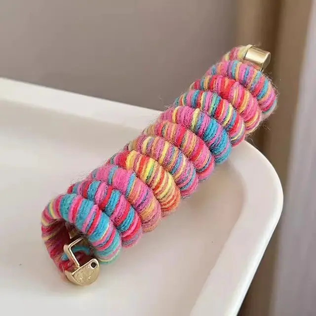 Wool Straight Phone Line Hair Ring Hair Braiding Artifact Women Rainbow Color - Shop at LoveMi