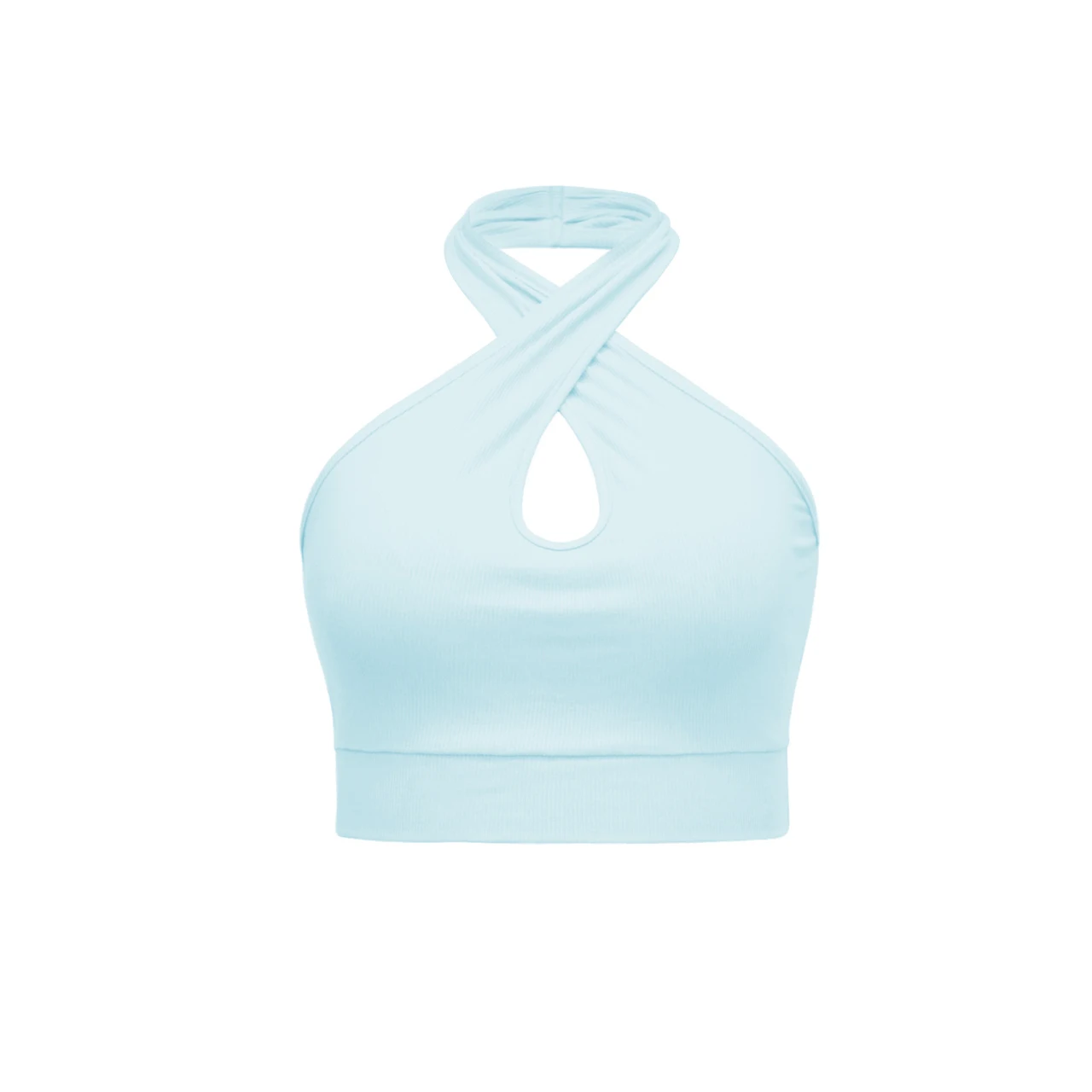Women's Halter Backless Knitted Vest Top - Gsbm029 Light Blue