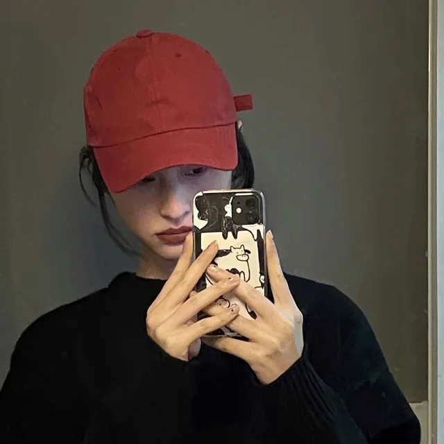 Hat Female Trendy Student Minimalist Sun Protection Wine Red - Shop at LoveMi