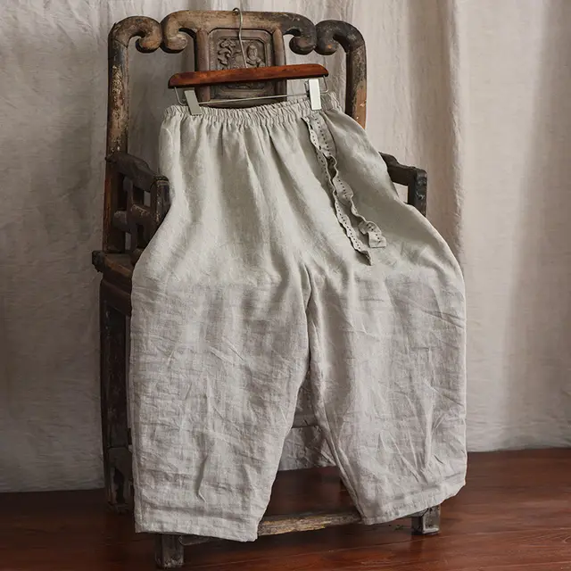 Artistic Women's Linen Loose Casual Pants Rain Dew - Shop at LoveMi
