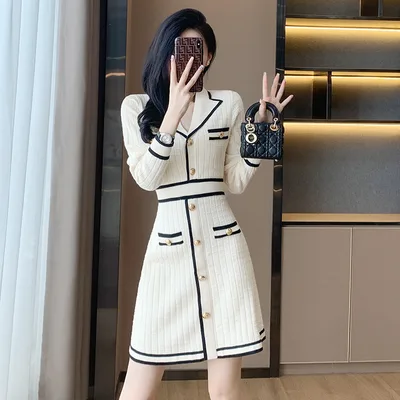 Nanyou Fashion Women's Wear Classic Style Knitted Dress Apricot - Shop at LoveMi