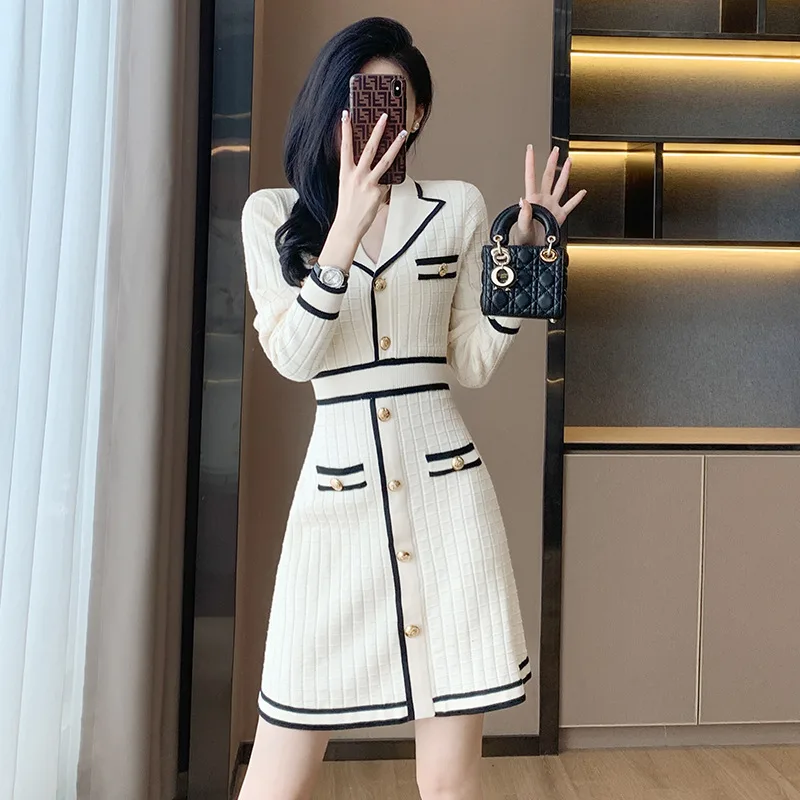 Nanyou Fashion Women's Wear Classic Style Knitted Dress - Apricot