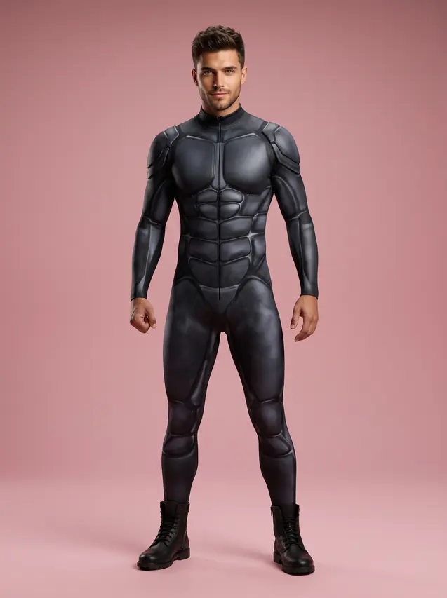 Armor Print Halloween Costume Jumpsuit for Men Black V020 - Shop at LoveMi