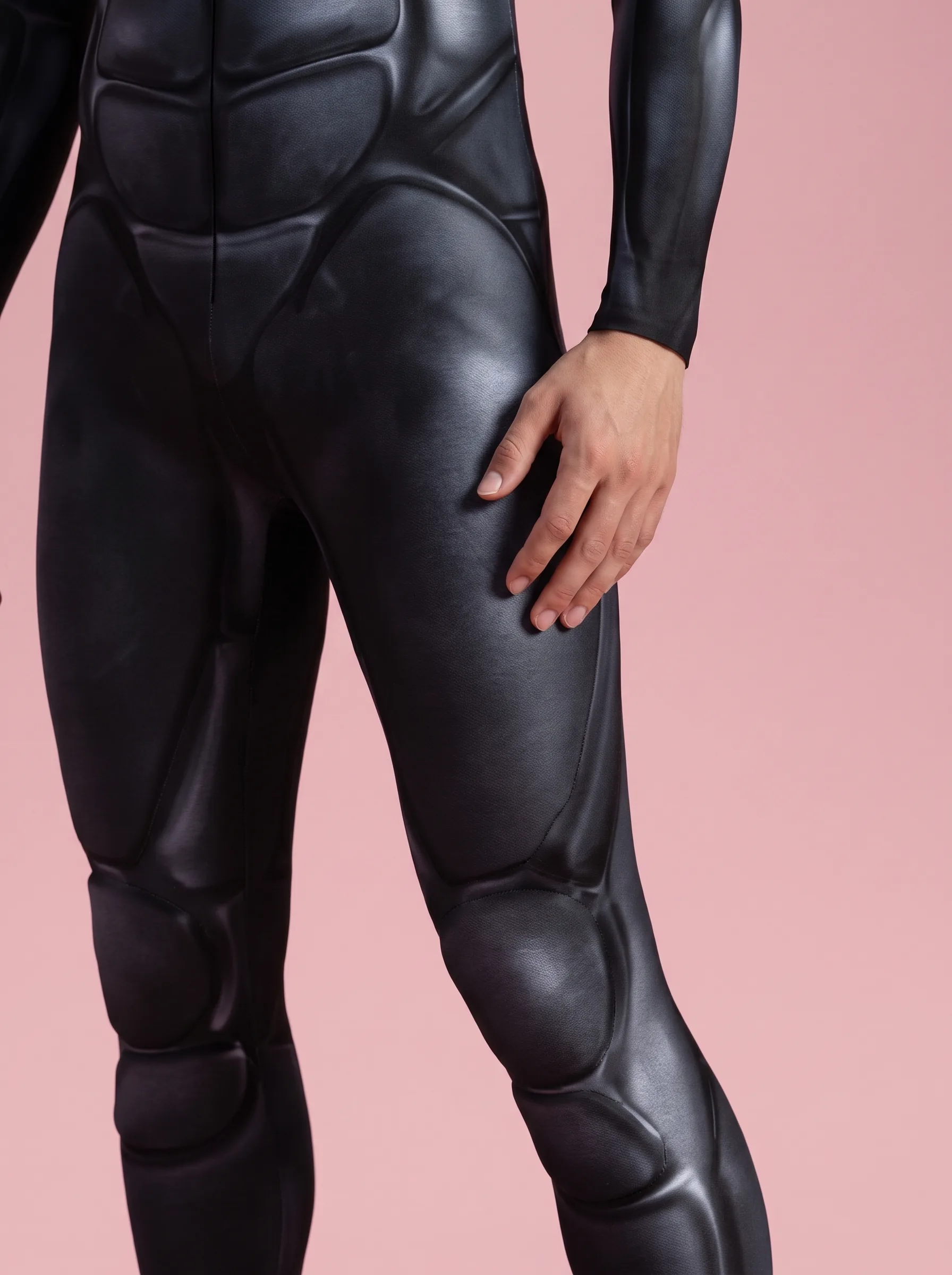 Armor Print Halloween Costume Jumpsuit for Men - Black - View 3