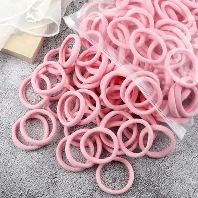 Towel Ring Hair Bands 4cm Solid Color Elastic Hair Rope Female Height Hair Accessory For Ponytail 4Cm Pink 50 Bags - Shop at LoveMi