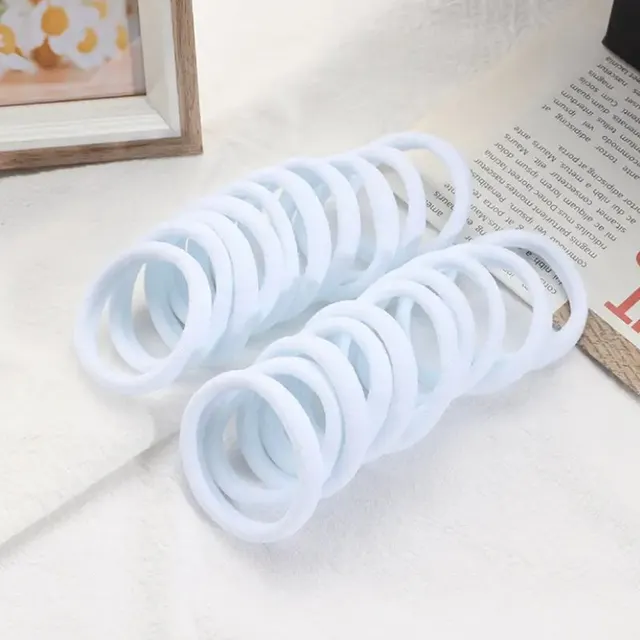 Towel Ring Hair Bands 4cm Solid Color Elastic Hair Rope Female Height Hair Accessory For Ponytail 4Cm White 50 Bags - Shop at LoveMi