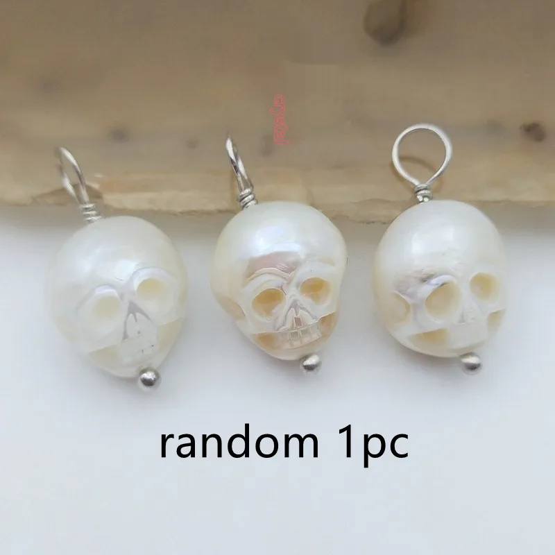 Silver Plated Vintage Freshwater Skull Pendant For Women Mixed Style - Shop at LoveMi