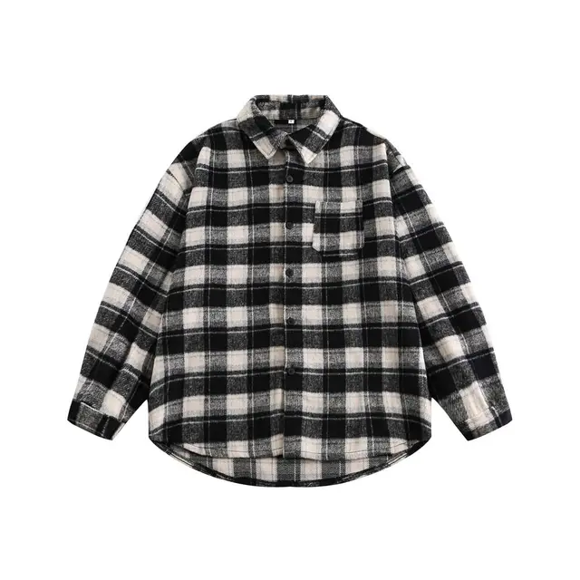 Winter Retro Plaid Shirt Boys And Girls College Style Black - Shop at LoveMi