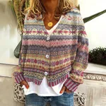 New Christmas Abstract Printing Casual Cloak Coat Cardigan Sweater - Color-S
