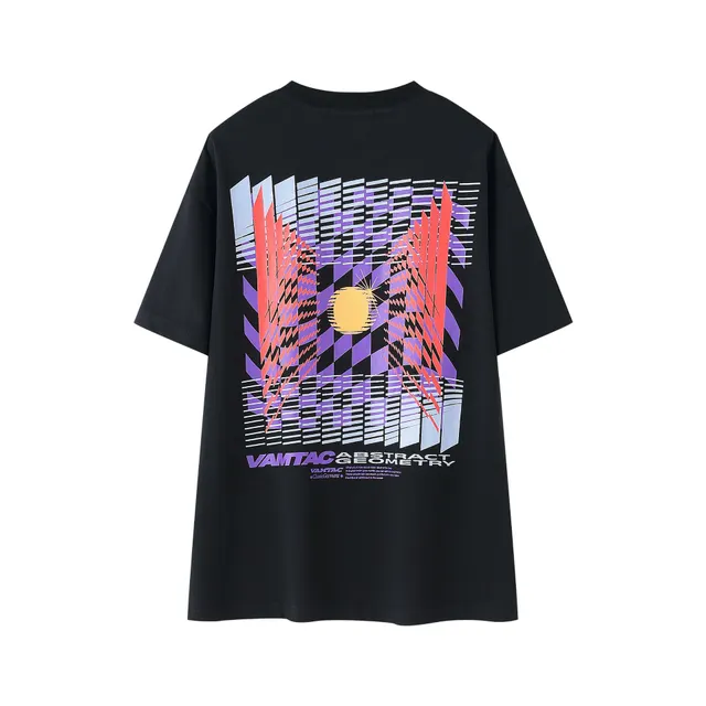 Street Style Irregular Pattern Loose Short Sleeve Black - Shop at LoveMi
