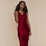 Women's Clothing Banquet Style Evening Lace Up Long Dress - Wine Red