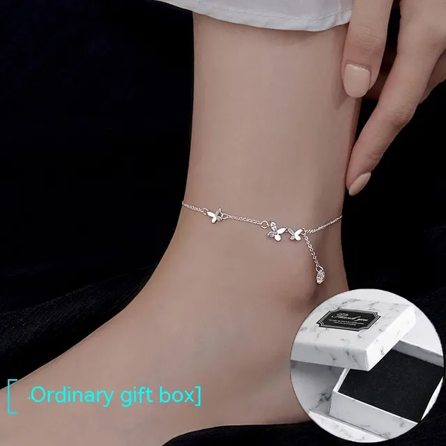 S925 Sterling Silver Butterfly Anklet For Women Special interest Design Ordinary Gift Box - Shop at LoveMi