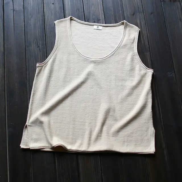 Round Neck Women's Loose Artistic Curling Distressed Vest Creamy White - Shop at LoveMi