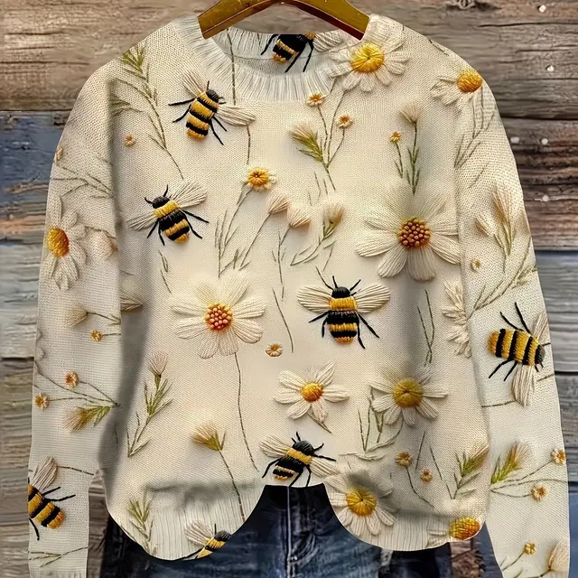 Abstract Style Printed Drop shoulder Long sleeve Women's Sweater Casual Ld1498Yr - Shop at LoveMi
