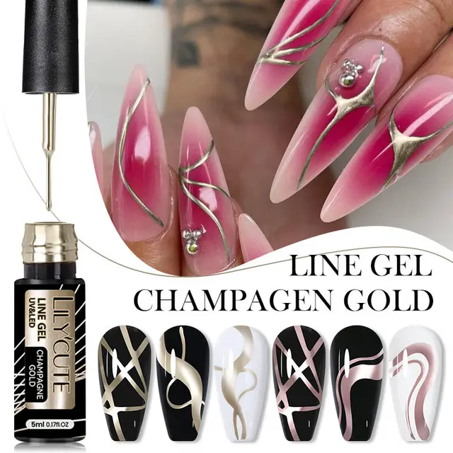 Metal Painted Cable Gel Nail Polish Nail Art Cable Adhesive Hoy Side Silver Phototherapy Metalic Glue 02Color - Shop at LoveMi