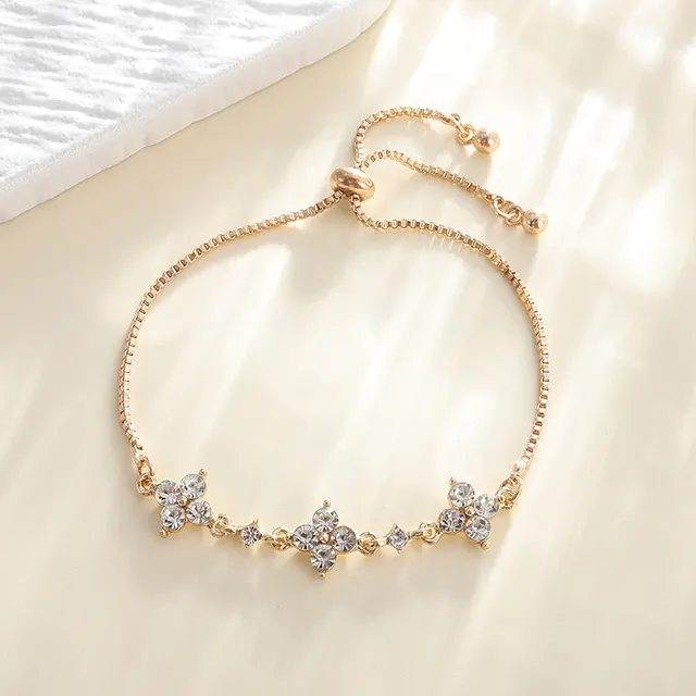 Women's Personalized Versatile Zircon Flower Bracelet Cross Gold - Shop at LoveMi