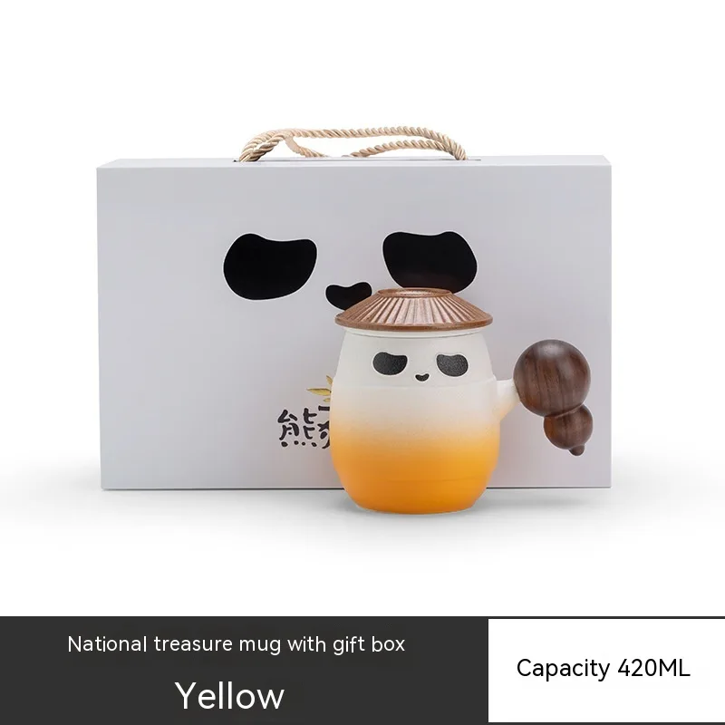 Panda Hero With Cover Strain Tea Cup Mug Household Water Cup Orange - Shop at LoveMi