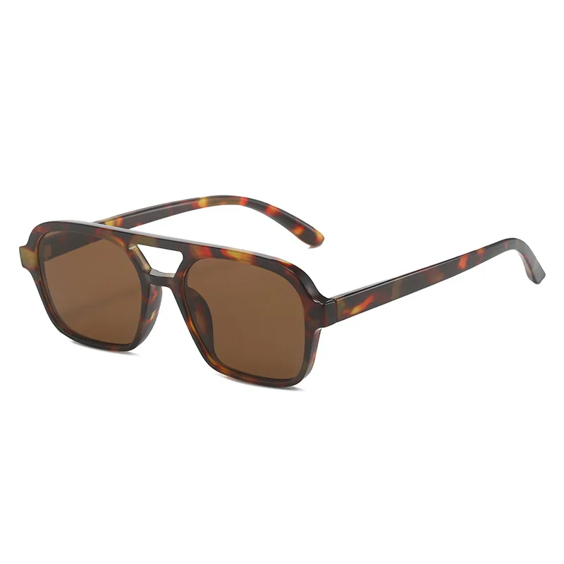 PC Full Frame Sunglasses Double Beam Anti-blue Light UV Protection Optical Glasses - Leopard Print Frame Full Dried