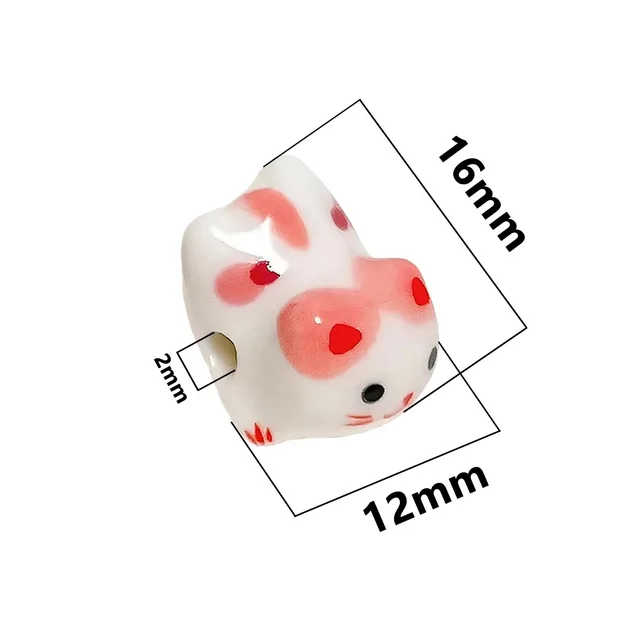 Cute Cat Beaded Wind Chimes Bracelet Necklace Handmade Lying Cute Cute Animal Ceramic Ornament Pink Cat Pieces - Shop at LoveMi