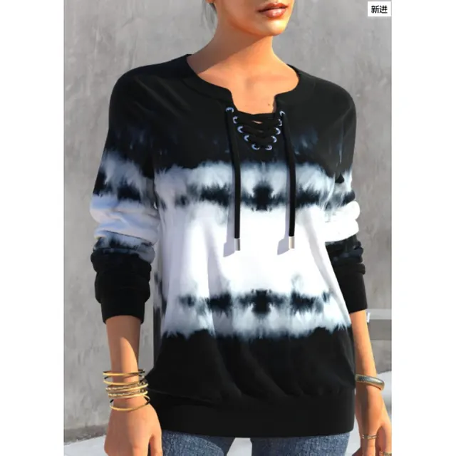 Gradient Printing Fashion Loose fitting Long Sleeves Sweater Pattern 1 - Shop at LoveMi